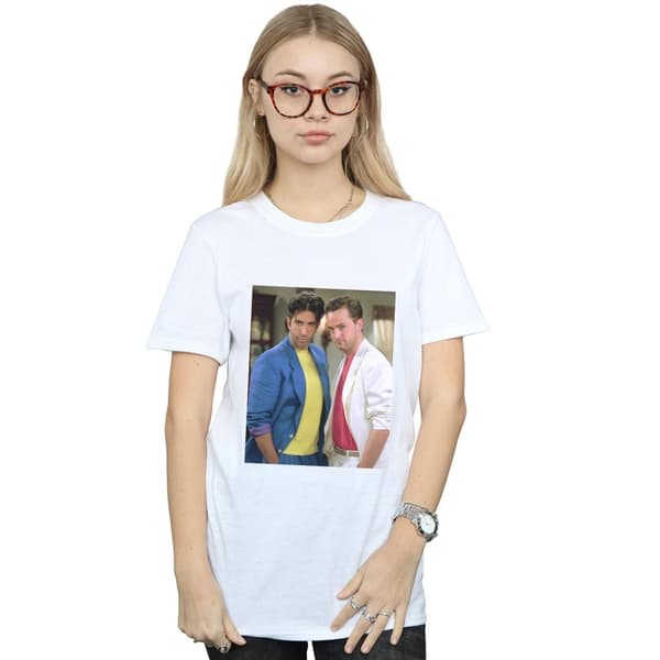 Friends Dam/Lady 80-tals Ross And Chandler Boyfriend T-shirt i bomull