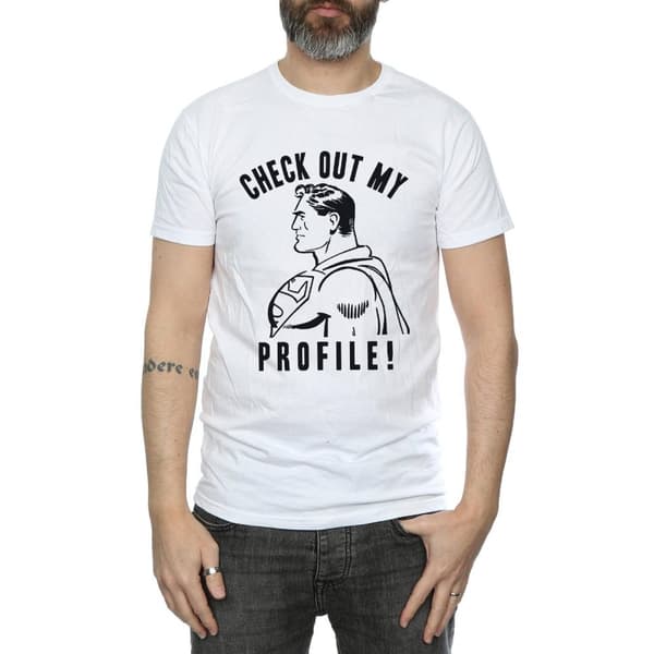 DC Comics Mens Superman Check Out My Profile T-Shirt