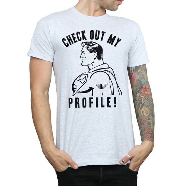 DC Comics Mens Superman Check Out My Profile T-Shirt