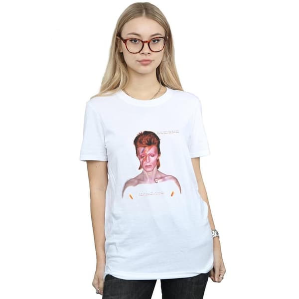 David Bowie Dam/kvinnor Aladdin Sane Version Boyfriend T-shirt i bomull