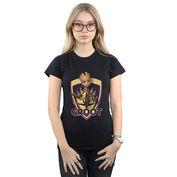 Marvel Dam/Tjej Guardians Of The Galaxy Groot Badge Bomulls-T-shirt