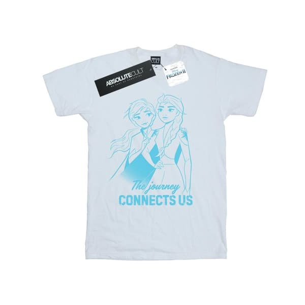 Disney Womens/Ladies Frozen 2 Elsa and Anna The Journey Connects Us Cotton Boyfriend T-Shirt