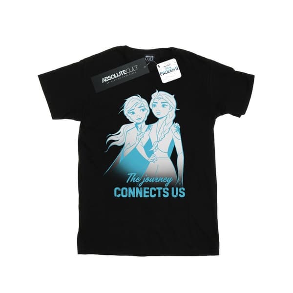 Disney Womens/Ladies Frozen 2 Elsa and Anna The Journey Connects Us Cotton Boyfriend T-Shirt