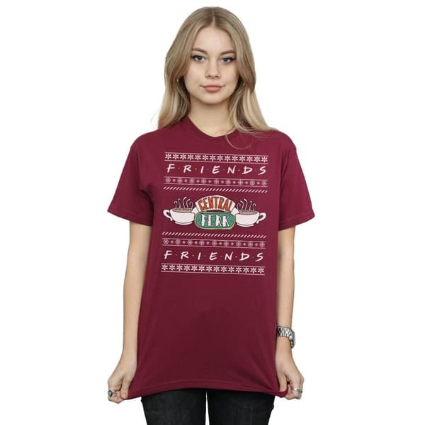 Friends Dam/Tjej Fair Isle Central Perk Boyfriend T-shirt i bomull