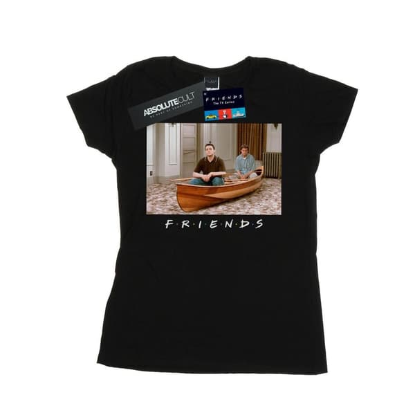 Friends Womens/Ladies Joey And Chandler Boat Cotton T-Shirt Black XL