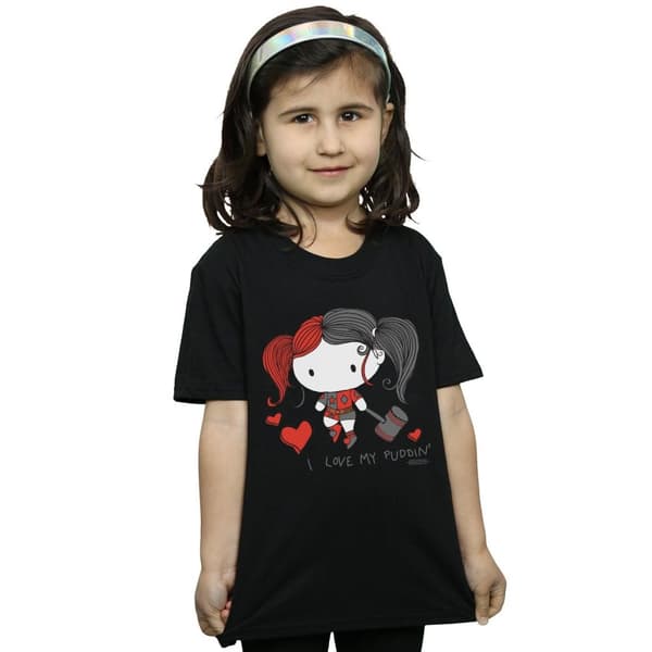 DC Comics Justice League I Love My Puddin´ bomulls-T-shirt för flickor