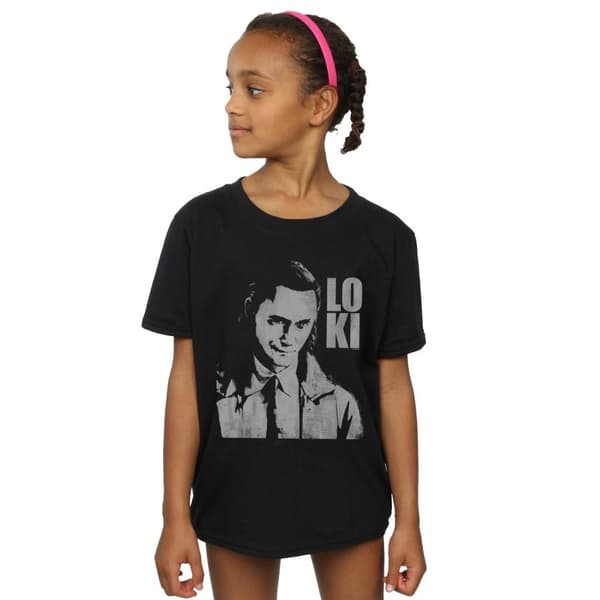Marvel Girls Loki Head Poster Cotton T-Shirt