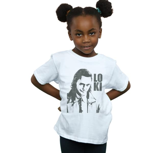 Marvel Girls Loki Head Poster Cotton T-Shirt