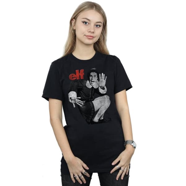 Elf Womens/Ladies Mono Distressed Poster Cotton Boyfriend T-Shirt