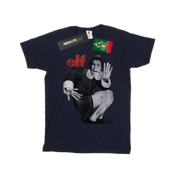 Elf Womens/Ladies Mono Distressed Poster Cotton Boyfriend T-Shirt