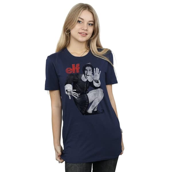 Elf Womens/Ladies Mono Distressed Poster Cotton Boyfriend T-Shirt