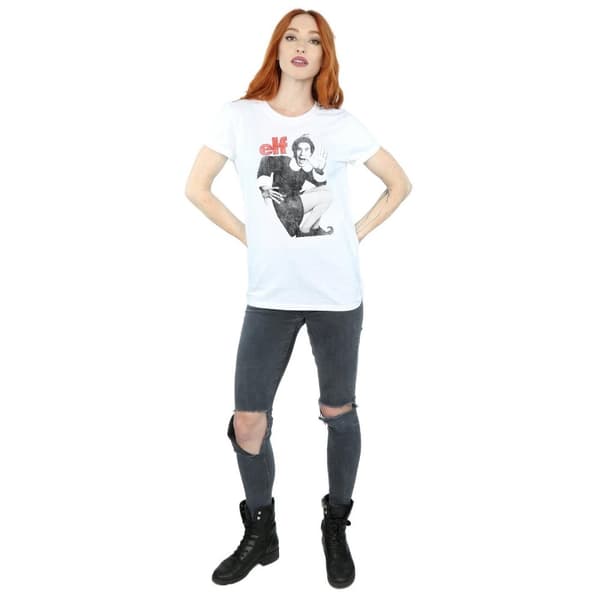 Elf Womens/Ladies Mono Distressed Poster Cotton Boyfriend T-Shirt
