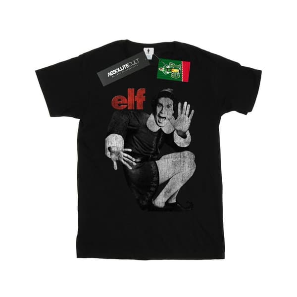 Elf Womens/Ladies Mono Distressed Poster Cotton Boyfriend T-Shirt