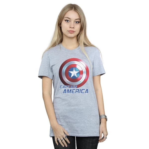 Marvel Dam / Dam The Falcon And The Winter Soldier Captain America Sköld Bomull Boyfriend T-shirt