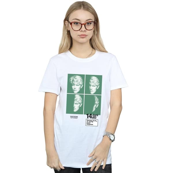David Bowie Womens/Ladies 1983 Concert Poster Cotton Boyfriend T-Shirt