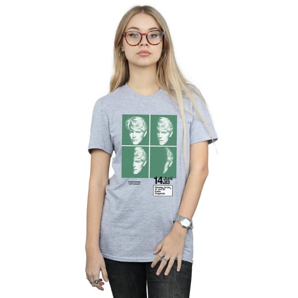 David Bowie Womens/Ladies 1983 Concert Poster Cotton Boyfriend T-Shirt