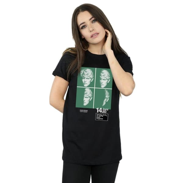 David Bowie Womens/Ladies 1983 Concert Poster Cotton Boyfriend T-Shirt