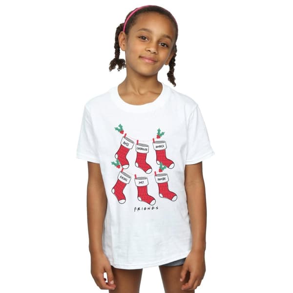 Friends T-shirt i bomull med julstrumpor för flickor