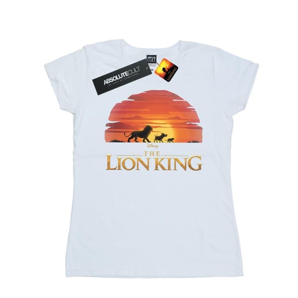 Disney Womens/Ladies The Lion King Movie Sunset Logo Cotton T-Shirt White L
