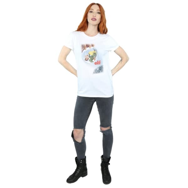 Elf Dam/Tjej - Boyfriend-t-shirt i bomull med tryckande affisch