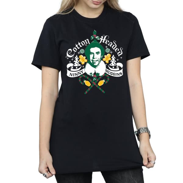 Elf Womens/Ladies Cotton Headed Ninny Muggins Cotton Boyfriend T-Shirt