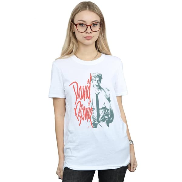 David Bowie Womens/Ladies Mono Shout Cotton Boyfriend T-Shirt
