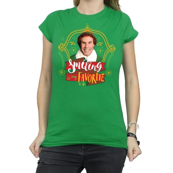 Elf T-shirt i bomull - dam/dam Buddy Smiling