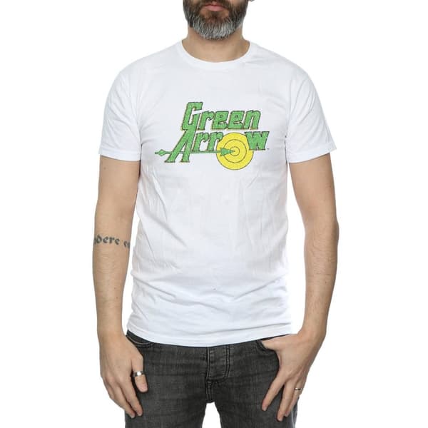 DC Comics Mens Green Arrow Crackle Logo T-Shirt