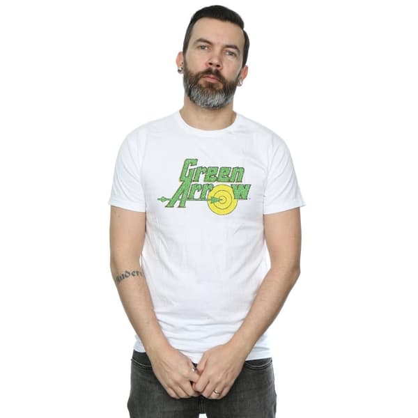 DC Comics Mens Green Arrow Crackle Logo T-Shirt