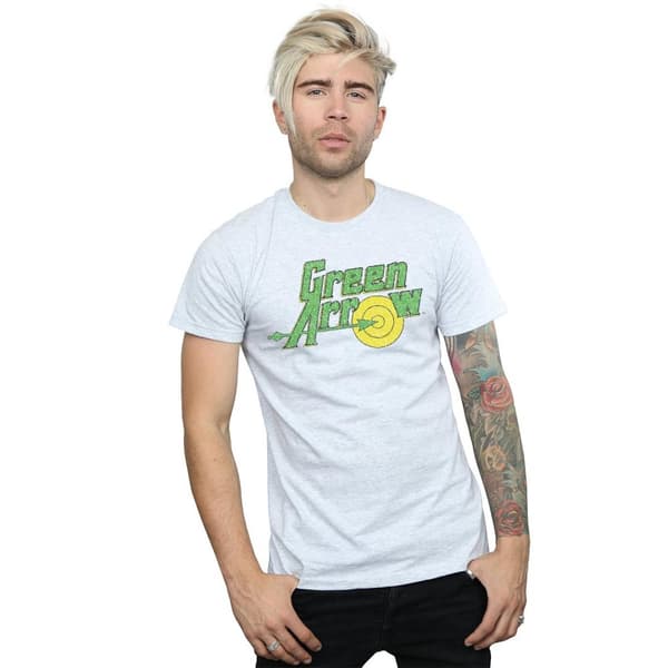 DC Comics Mens Green Arrow Crackle Logo T-Shirt