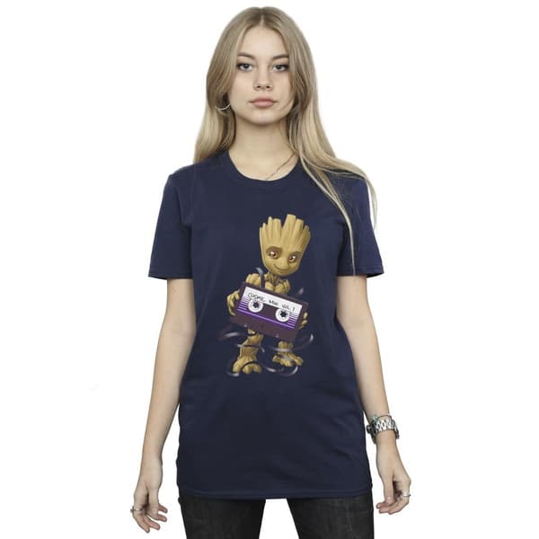 Marvel Womens/Ladies Guardians Of The Galaxy Groot Cosmic Tape Cotton Boyfriend T-Shirt