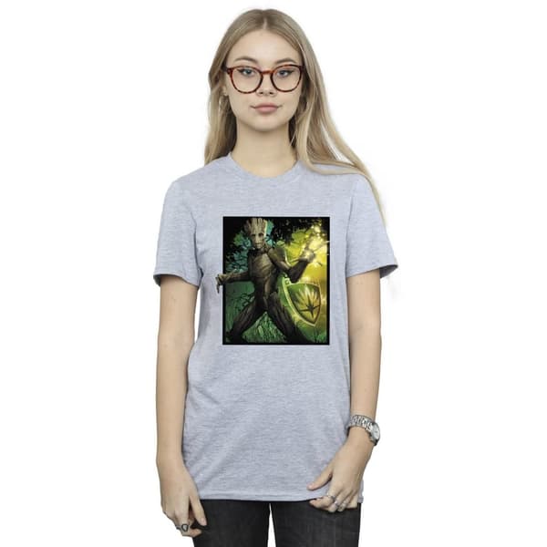 Marvel Womens/Ladies Guardians Of The Galaxy Groot Forest Energy Cotton Boyfriend T-Shirt