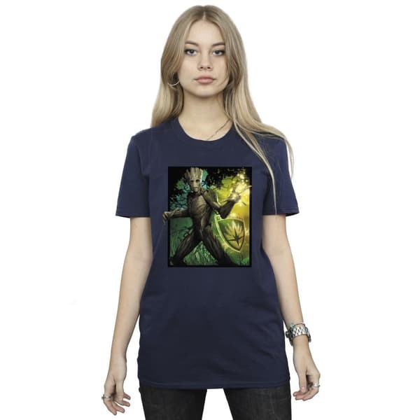 Marvel Womens/Ladies Guardians Of The Galaxy Groot Forest Energy Cotton Boyfriend T-Shirt