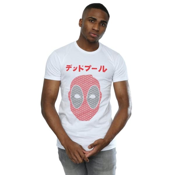 Marvel Mens Deadpool Japanese Seigaiha Head T-Shirt