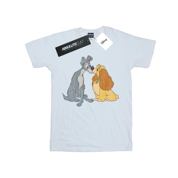 Disney Mens Lady And The Tramp Distressed Kiss T-Shirt