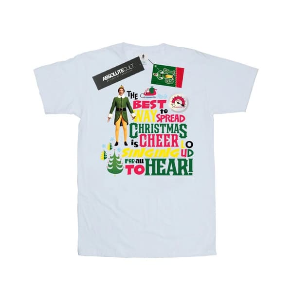 Elf Womens/Ladies Christmas Cheer Cotton Boyfriend T-Shirt White XXL