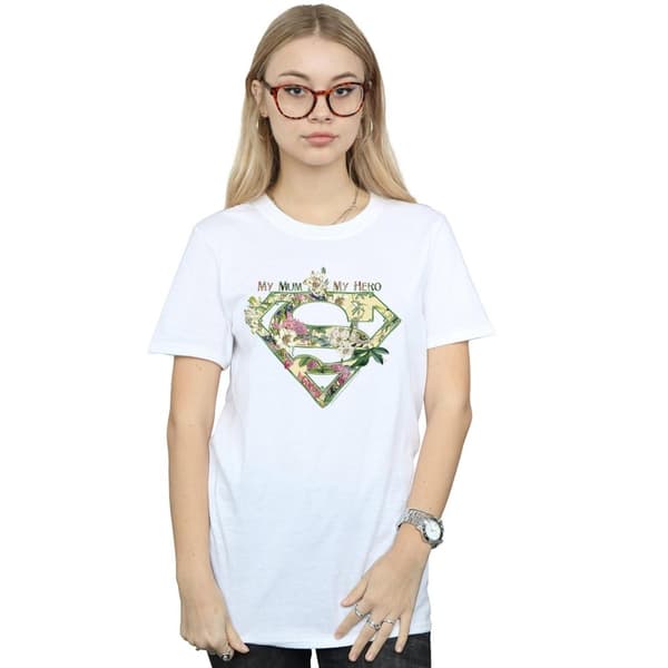 DC Comics Womens/Ladies Supergirl My Mum My Hero Cotton Boyfriend T-Shirt