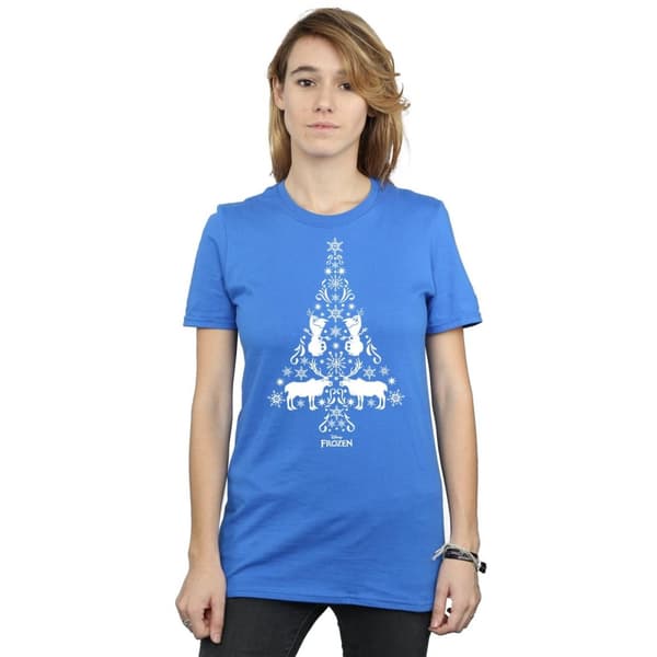 Disney Womens/Ladies Frozen Christmas Tree Cotton Boyfriend T-Shirt