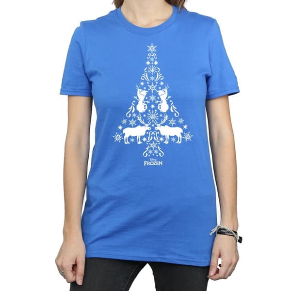 Disney Womens/Ladies Frozen Christmas Tree Cotton Boyfriend T-Shirt