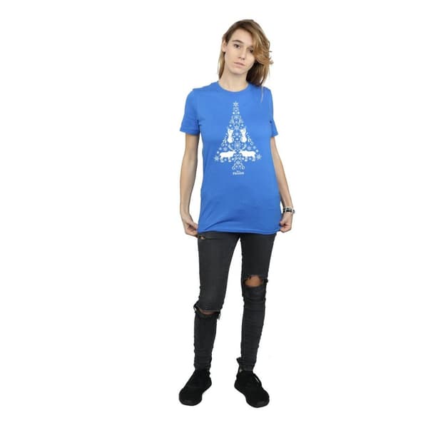 Disney Womens/Ladies Frozen Christmas Tree Cotton Boyfriend T-Shirt