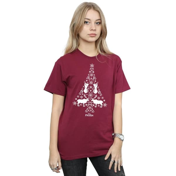 Disney Womens/Ladies Frozen Christmas Tree Cotton Boyfriend T-Shirt
