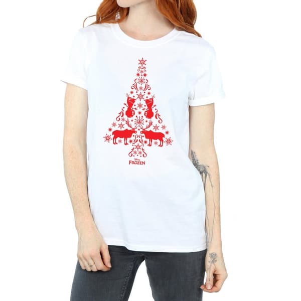 Disney Womens/Ladies Frozen Christmas Tree Cotton Boyfriend T-Shirt