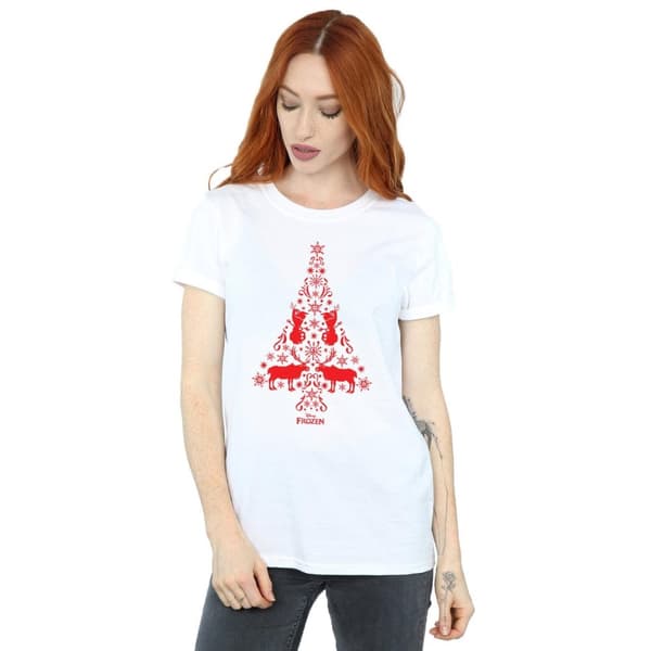 Disney Womens/Ladies Frozen Christmas Tree Cotton Boyfriend T-Shirt