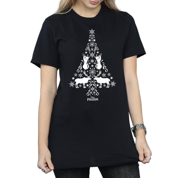 Disney Dam/Tjej Frozen Julgran Bomull Boyfriend T-shirt