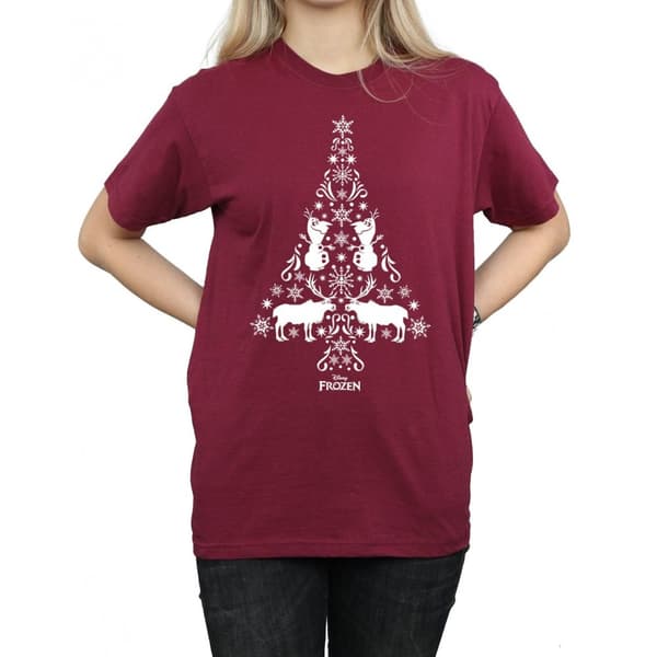 Disney Womens/Ladies Frozen Christmas Tree Cotton Boyfriend T-Shirt