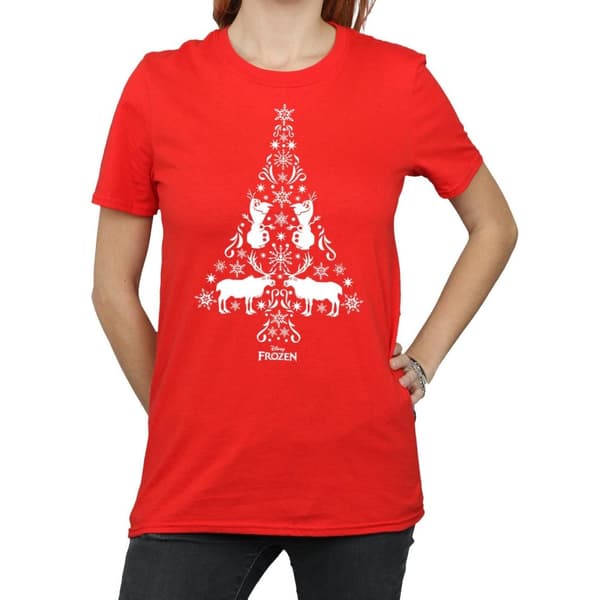 Disney Womens/Ladies Frozen Christmas Tree Cotton Boyfriend T-Shirt