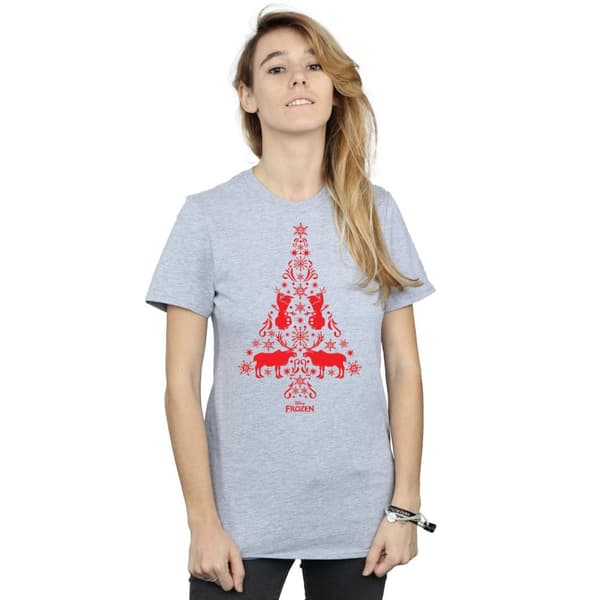 Disney Womens/Ladies Frozen Christmas Tree Cotton Boyfriend T-Shirt