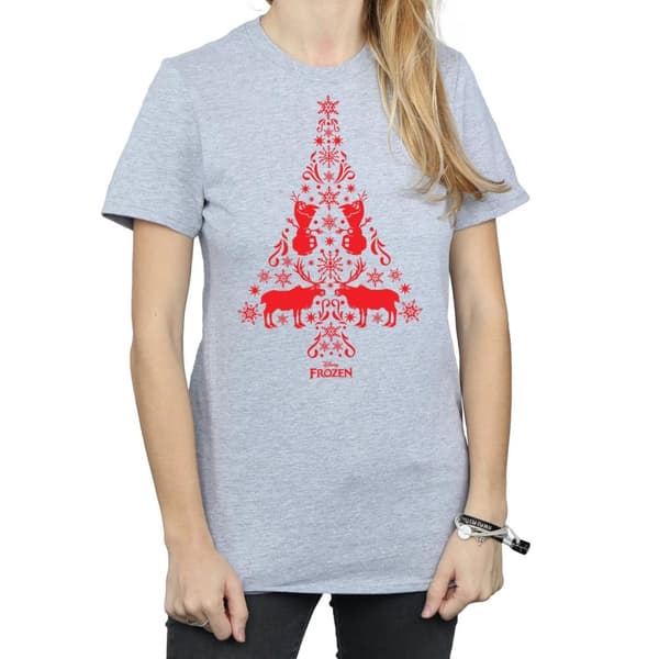 Disney Womens/Ladies Frozen Christmas Tree Cotton Boyfriend T-Shirt
