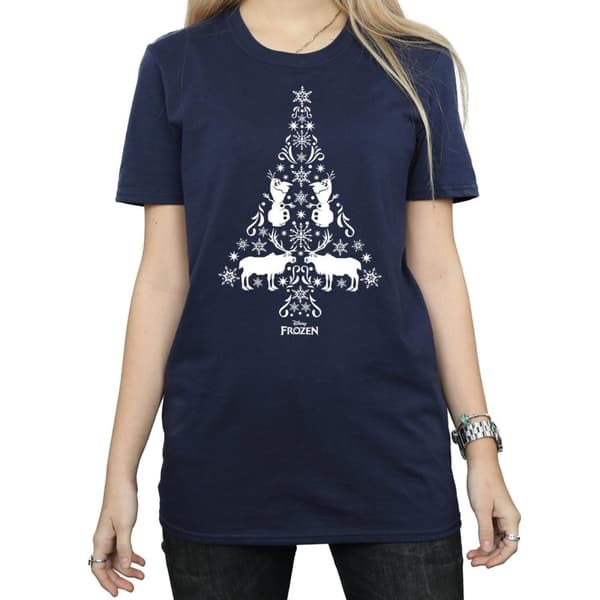 Disney Dam/Tjej Frozen Julgran Bomull Boyfriend T-shirt