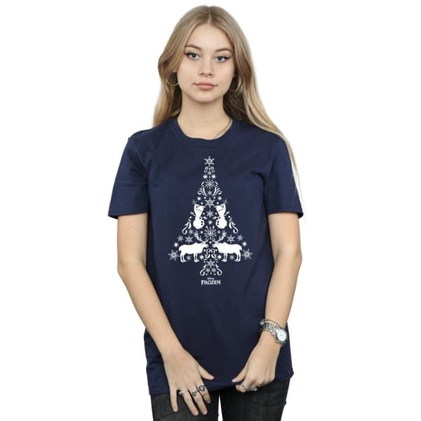 Disney Dam/Tjej Frozen Julgran Bomull Boyfriend T-shirt